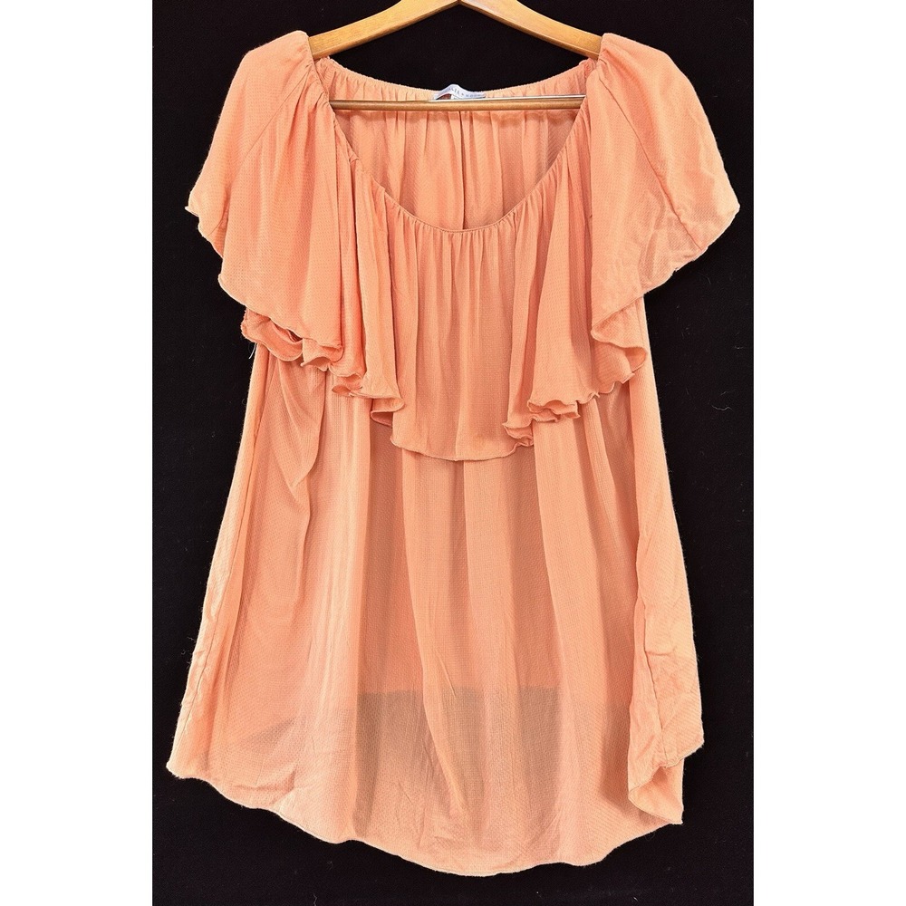 Annalee + Hope Coral Summer Top Blouse Off Shoulder Sz 1X Colorful